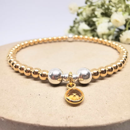 Gold Citrine Bead Bracelet