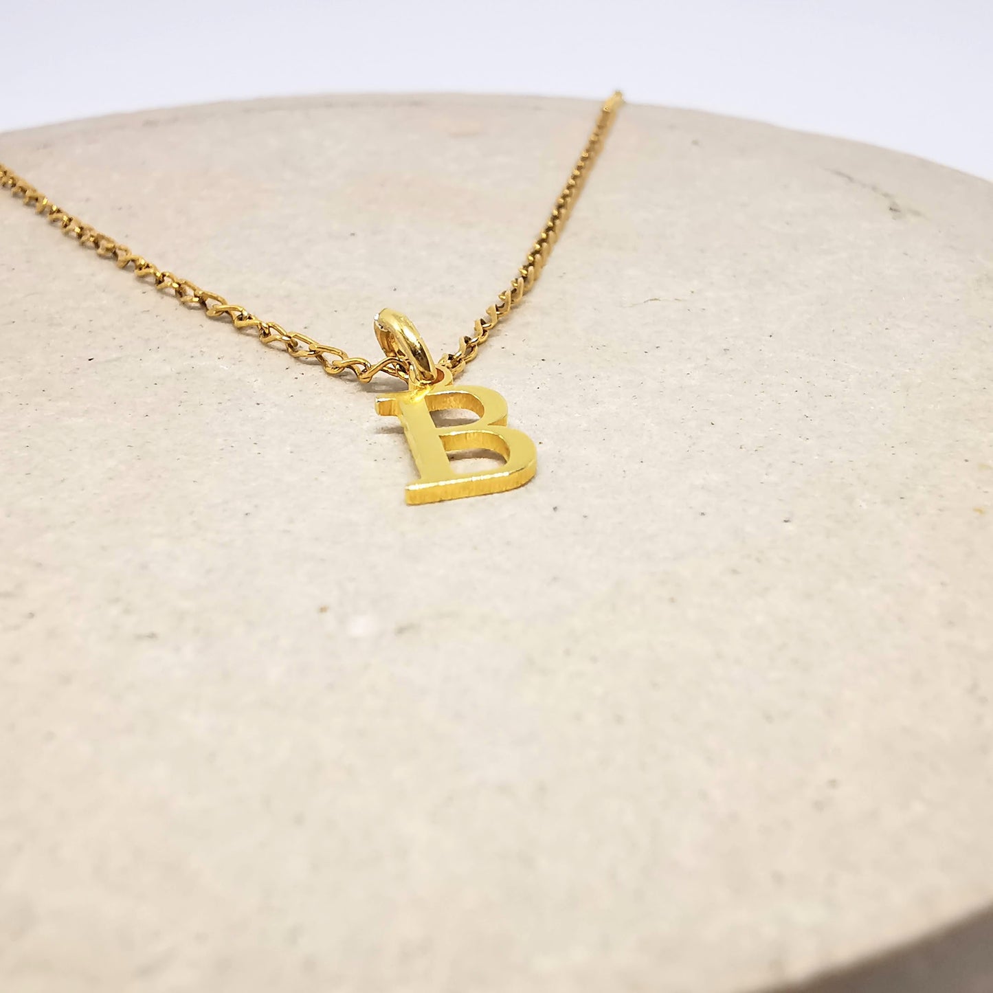 Gold Initial B Pendant Necklace