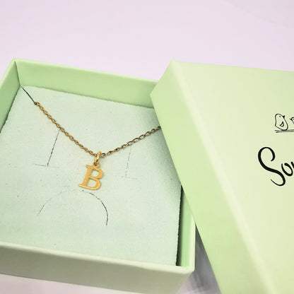 Gold Initial B Pendant Necklace