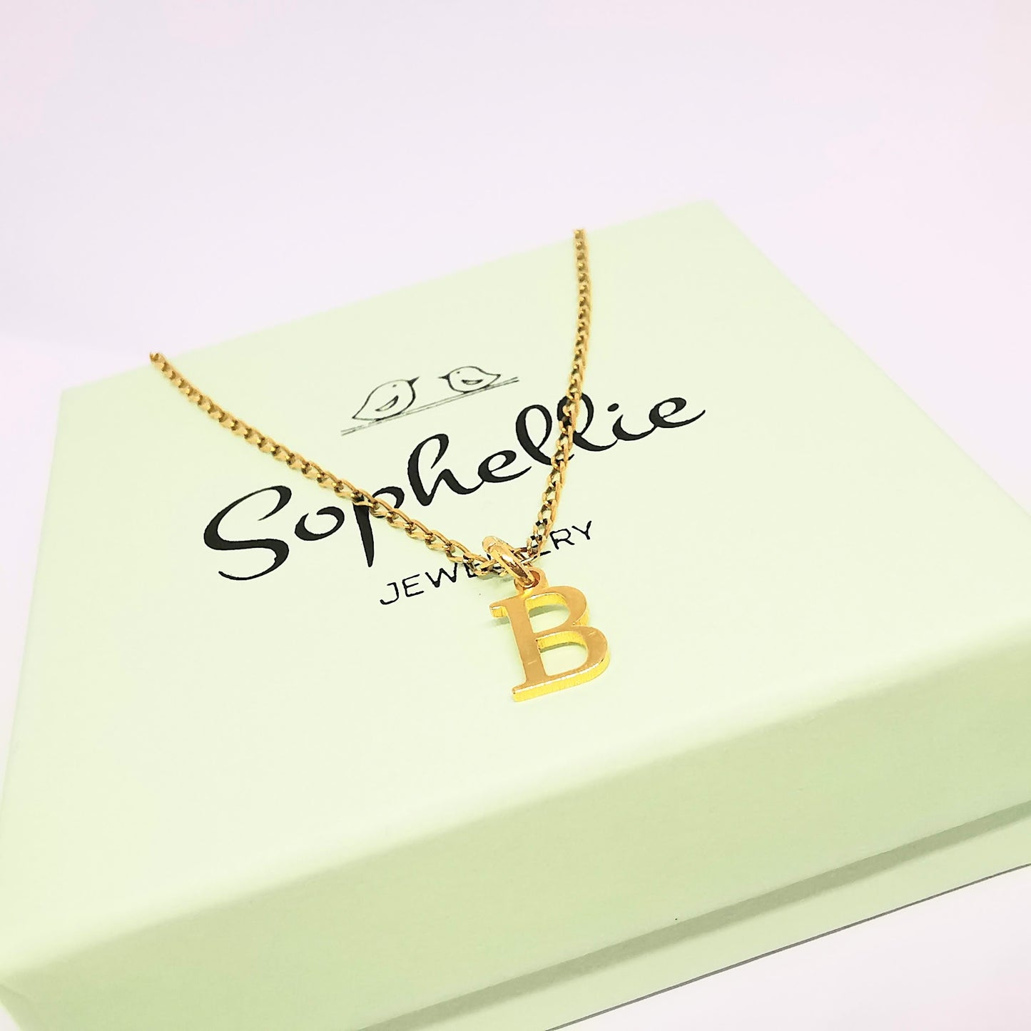 Gold Initial B Pendant Necklace