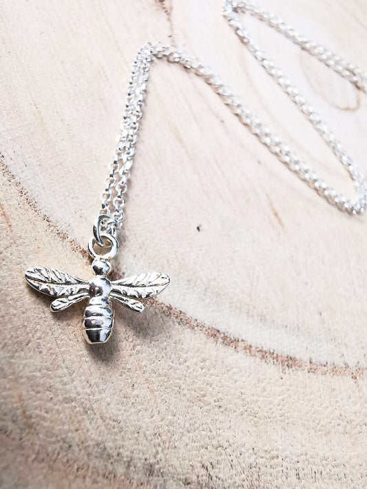 Sterling Silver Bee Pendant Necklace