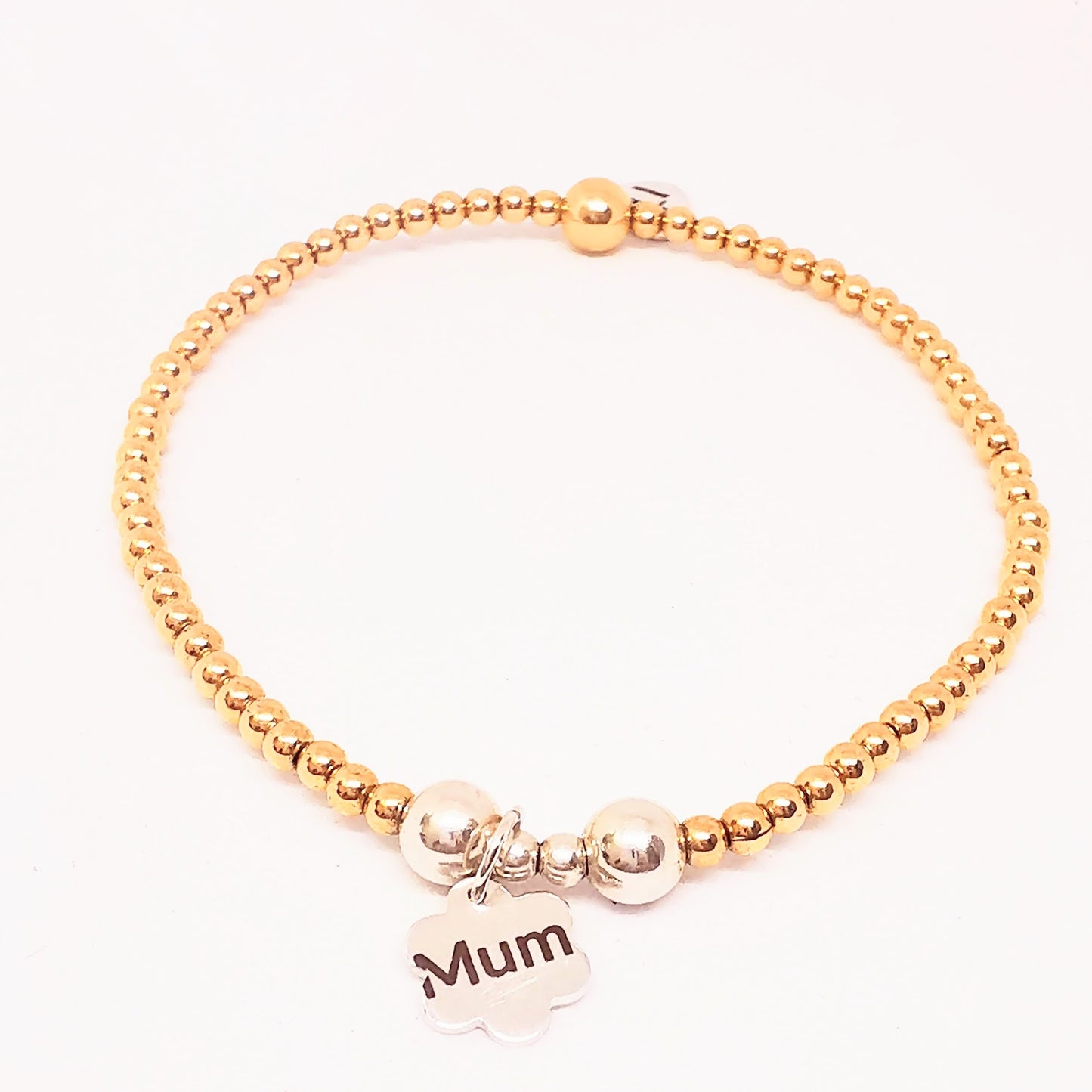 Mum Beaded Bracelet in Gold