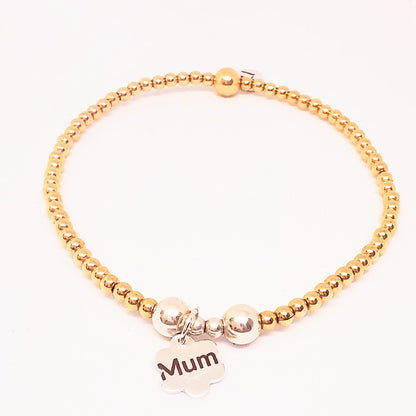 Mum Beaded Bracelet in Gold