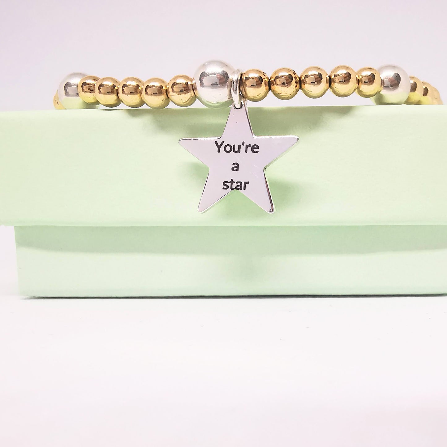 You're a Star Beaded Bracelet in Sterling Silver and Gold