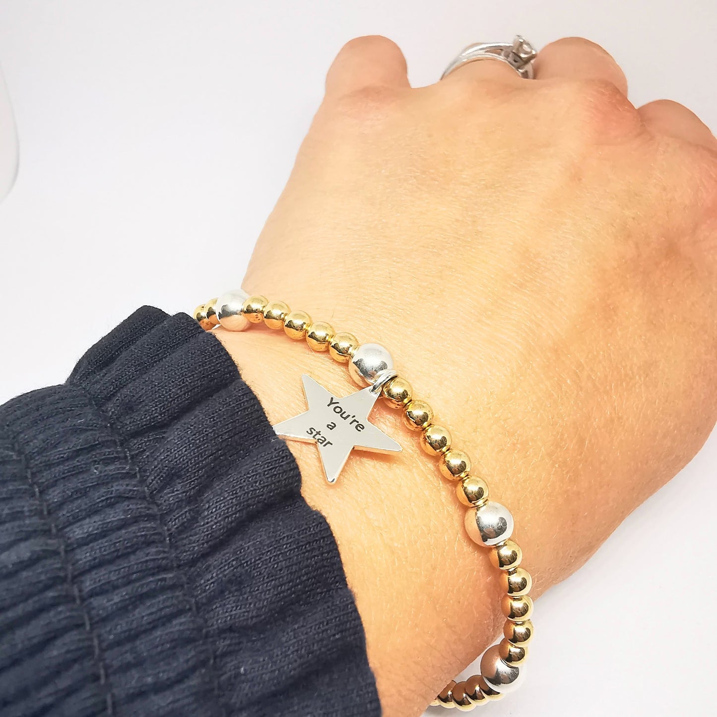 You're a Star Beaded Bracelet in Sterling Silver and Gold