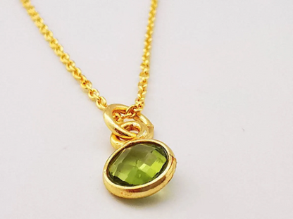 Gold Peridot Pendant Necklace - SKU 713 - Sophellie Jewellery