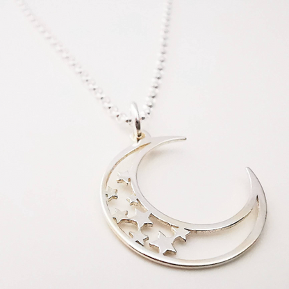 Sterling Silver Moon and Star Pendant Necklace - SKU 726 - Sophellie Jewellery