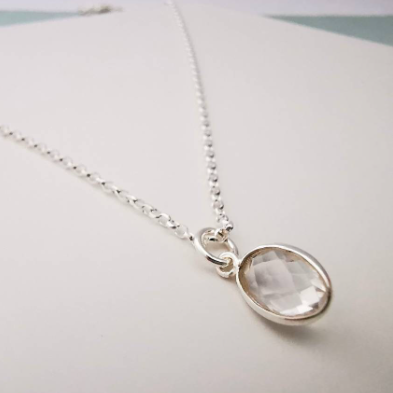 Sterling Silver Crystal Quartz Gemstone Necklace - SKU 728 - Sophellie Jewellery