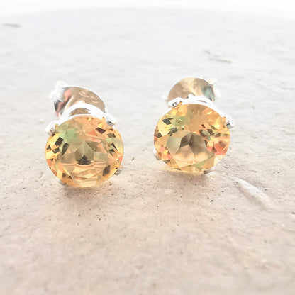 Sterling Silver Citrine Stud Earrings