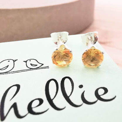 Sterling Silver Citrine Stud Earrings