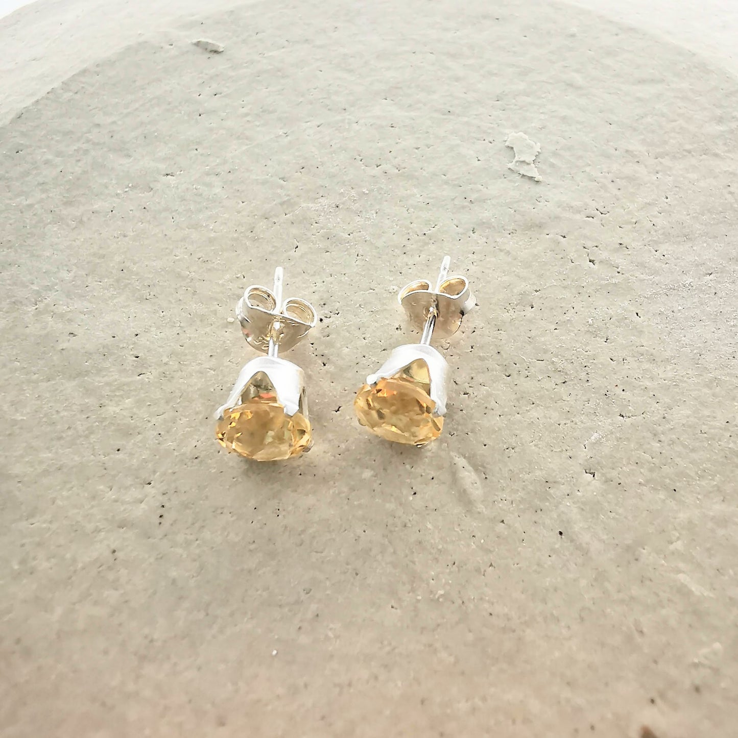 Sterling Silver Citrine Stud Earrings