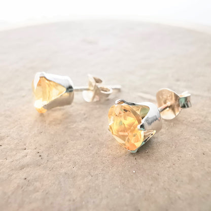 Sterling Silver Citrine Stud Earrings