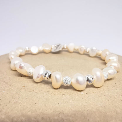 REAGAN Sterling Silver and Freshwater Pearl Bead Bracelet