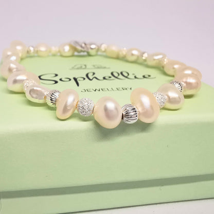 REAGAN Sterling Silver and Freshwater Pearl Bead Bracelet