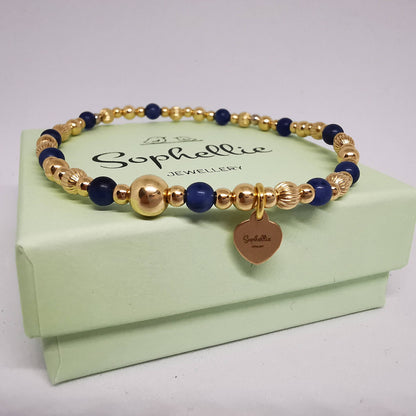 BROOKLYN Gold and Sodalite Beaded Bracelet