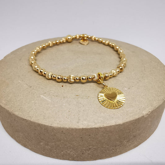 Personalised Heart Beaded Bracelet in Gold