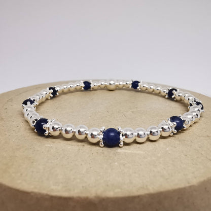 CLAIRE Sodalite Beaded Bracelet in Sterling Silver