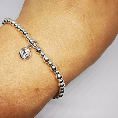 EVERLY Crystal Beaded Bracelet in Sterling Silver