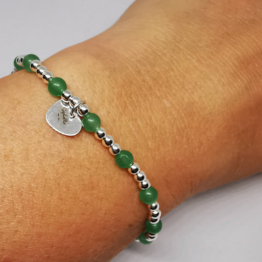 ARIA Aventurine Beaded Bracelet in Sterling Silver