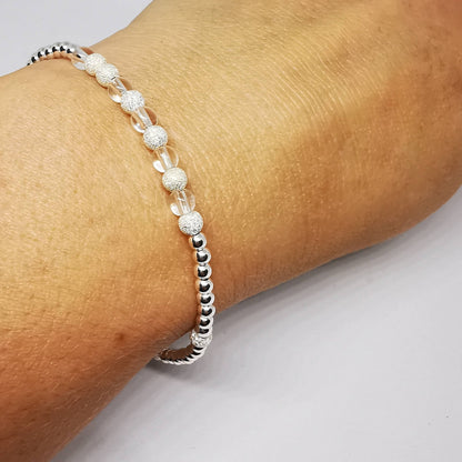 Mila Crystal Bead Bracelet in Sterling Silver