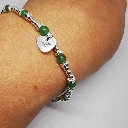 ZOE Green Aventurine Beaded Bracelet in Sterling Silver