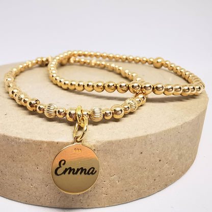 LUCY Personalised Gold Heart Beaded Bracelet Duo Set