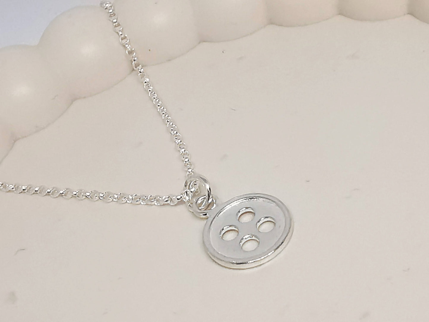 Button Necklace in Sterling Silver