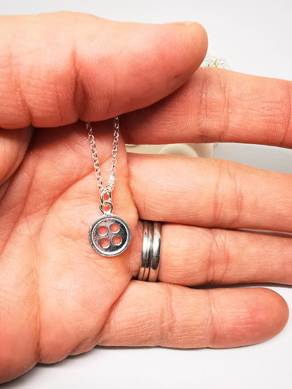 Button Necklace in Sterling Silver