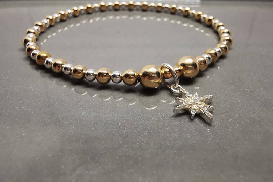 Sterling Silver and Gold Star Bracelet