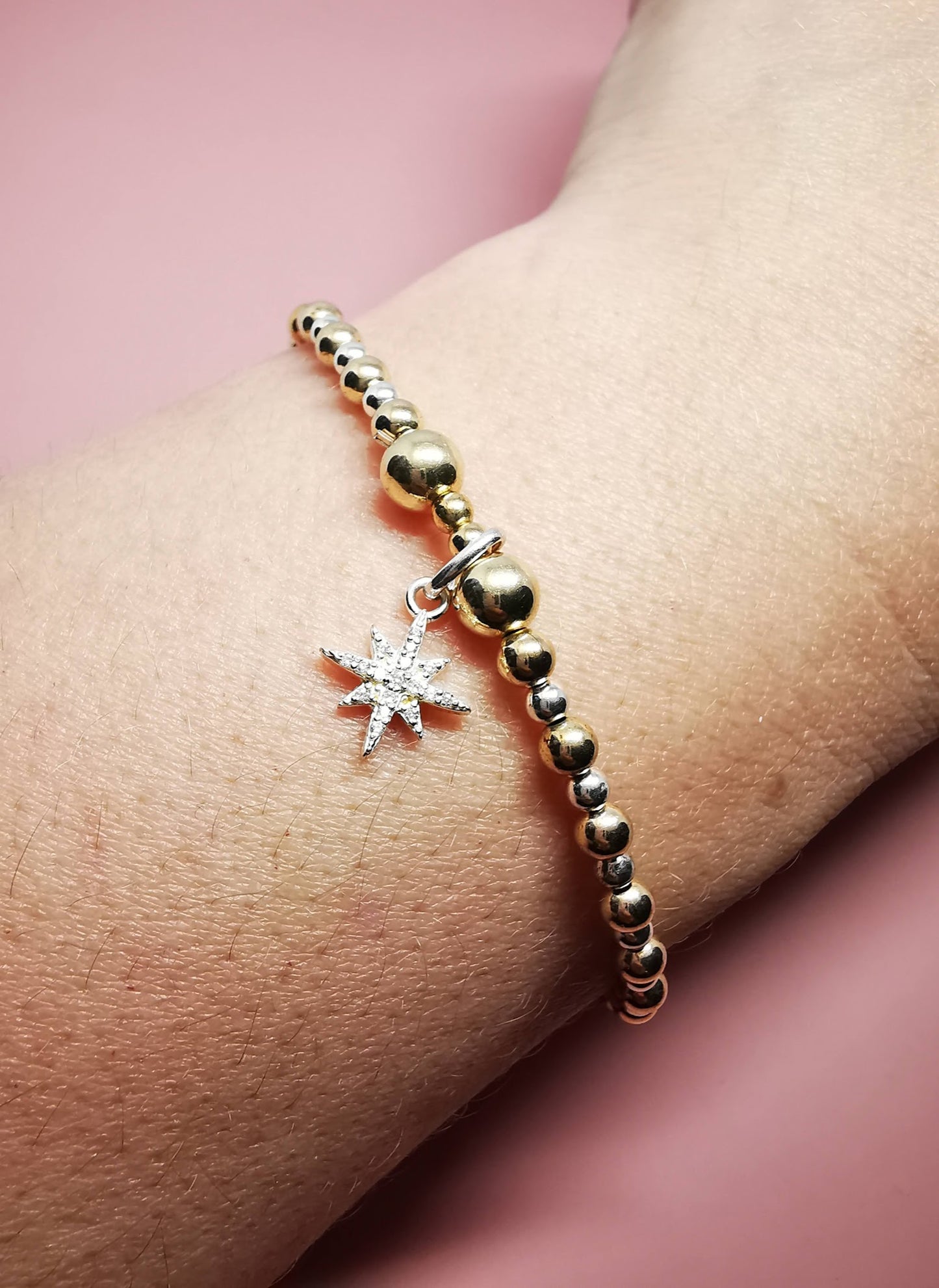 Sterling Silver and Gold Star Bracelet