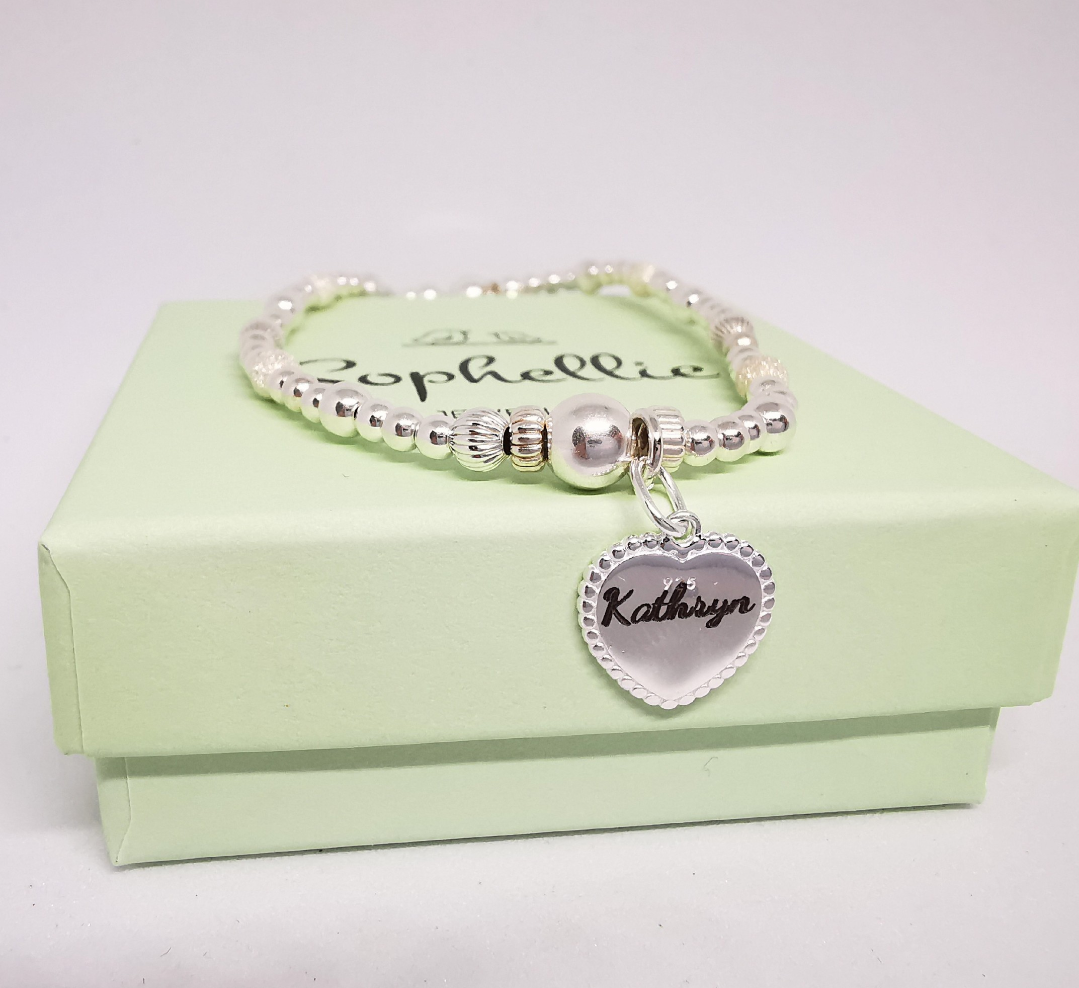 Personalised Heart Bracelet in sterling silver