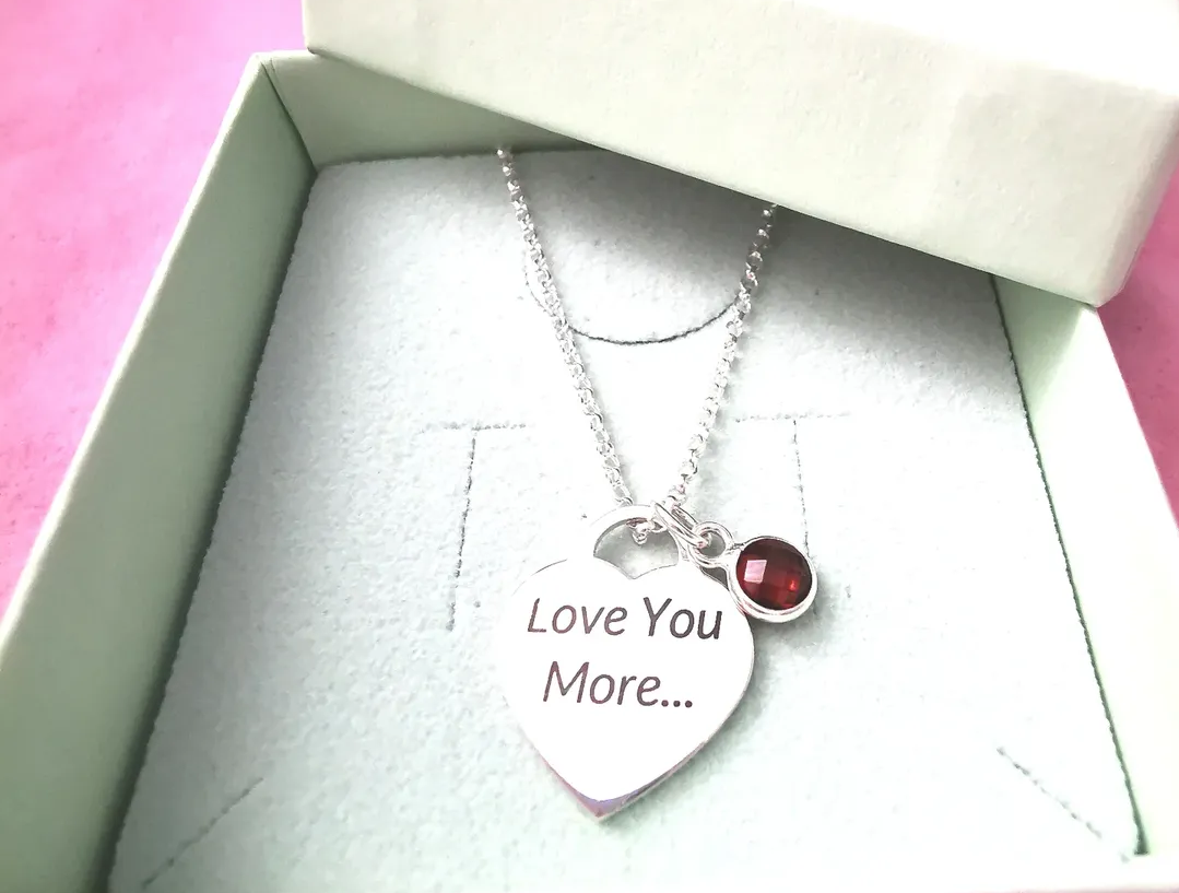 Love you more Pendant Necklace with gemstone