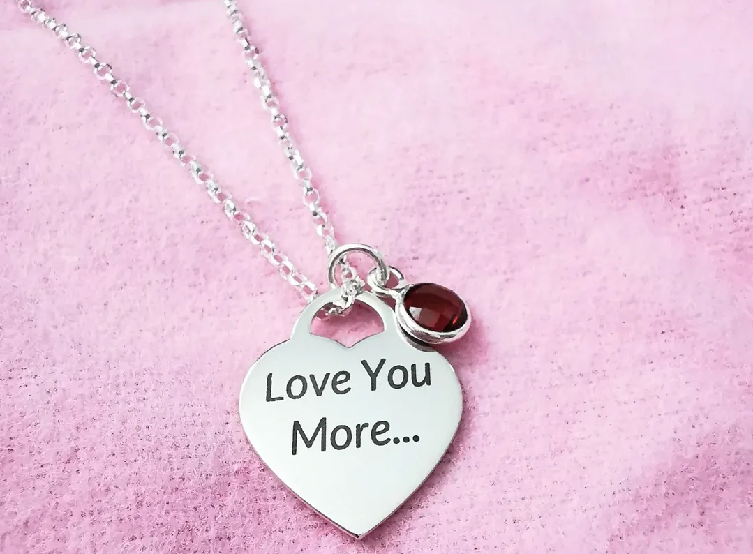 Love you more Pendant Necklace with gemstone