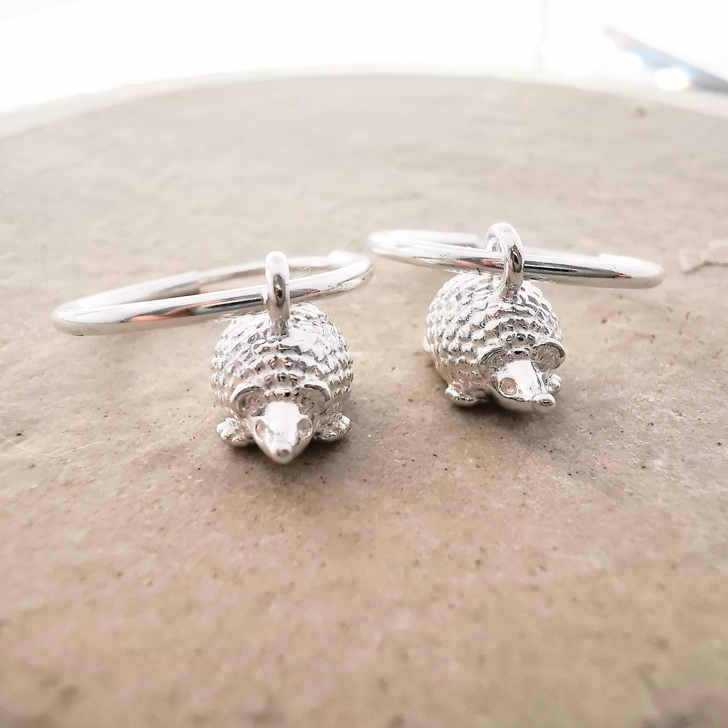 Sterling Silver Hedgehog Hoop Earrings