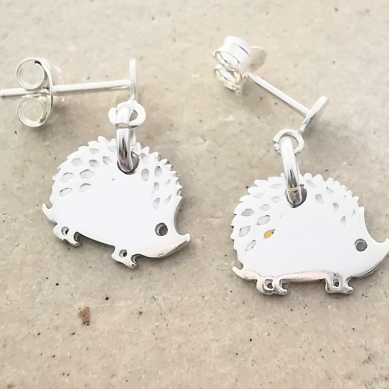 Sterling Silver Hedgehog Stud Drop Earrings