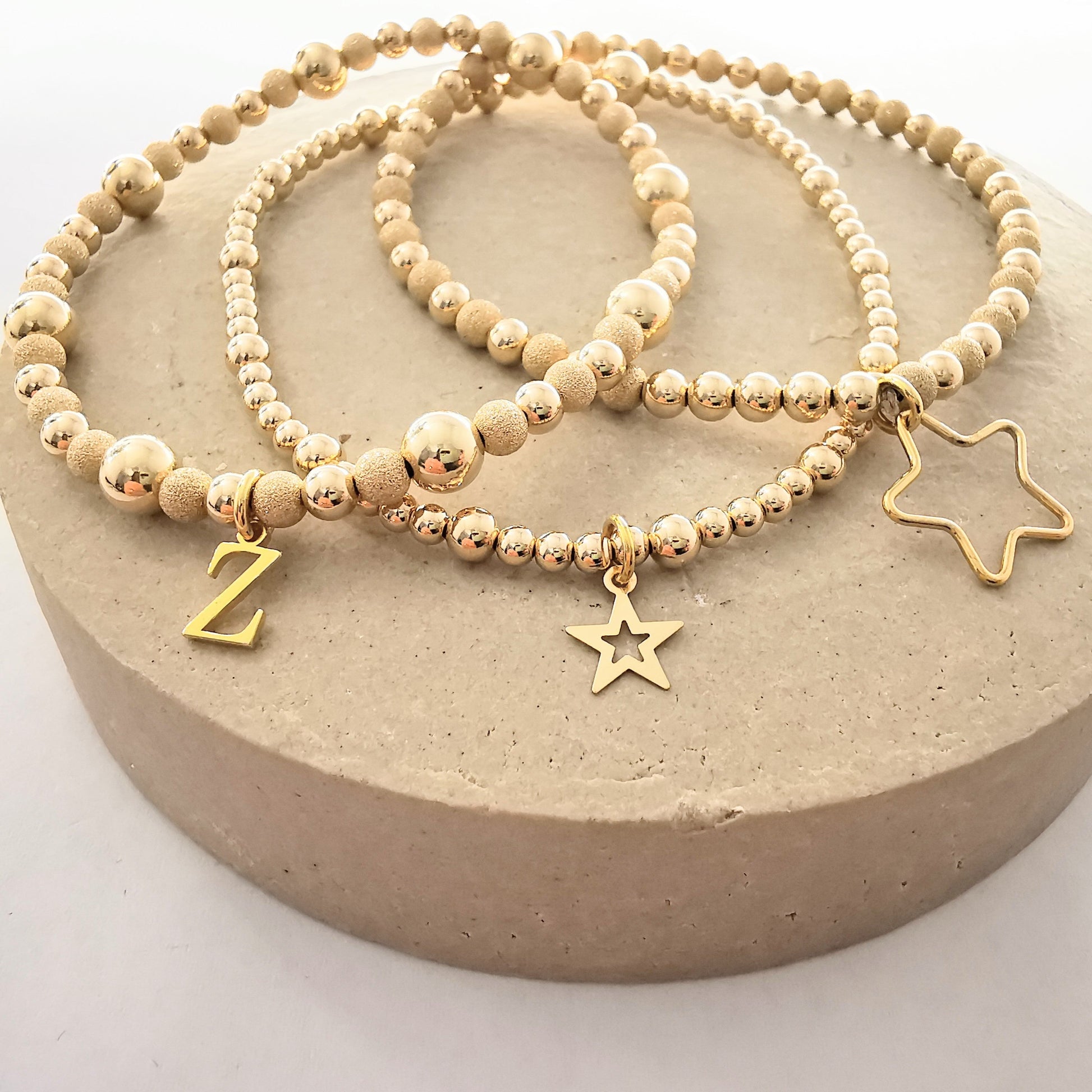 All That Glitters - Personalised Gold Bead Star Bracelet Collection - SKU 2254 - Sophellie Jewellery