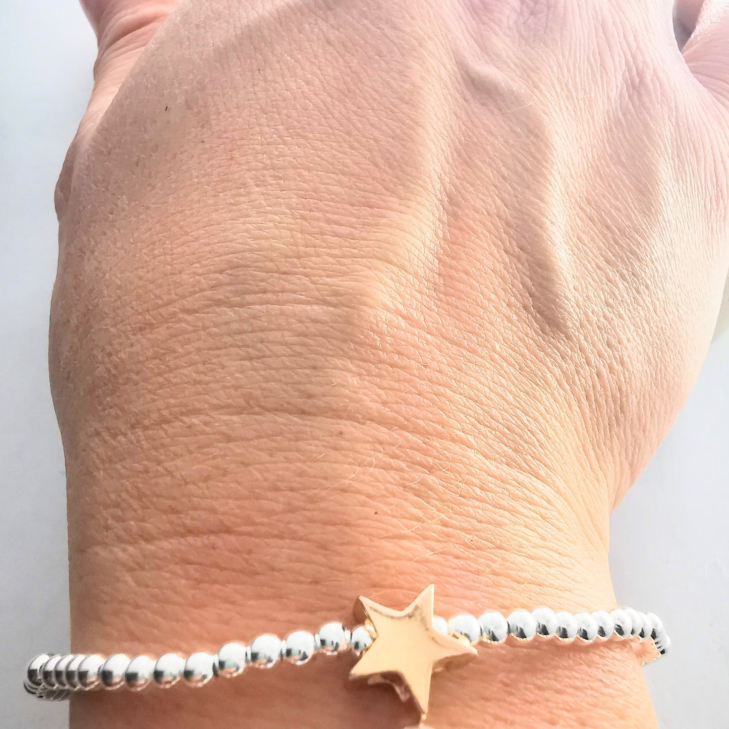 AMELIA Sterling Silver Bead Bracelet with Rose Gold Star - SKU 2231 - Sophellie Jewellery