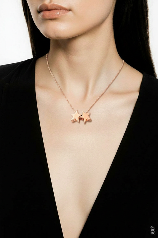 Rose Gold Double Star Necklace
