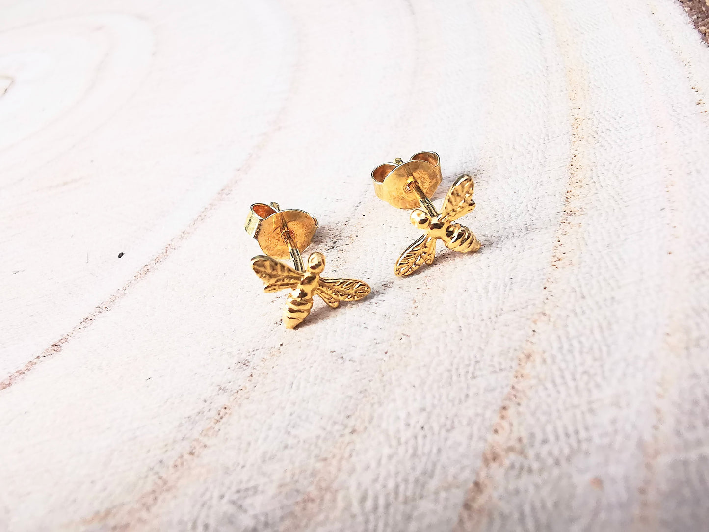 Gold Bee Stud Earrings - SKU 1606 - Sophellie Jewellery