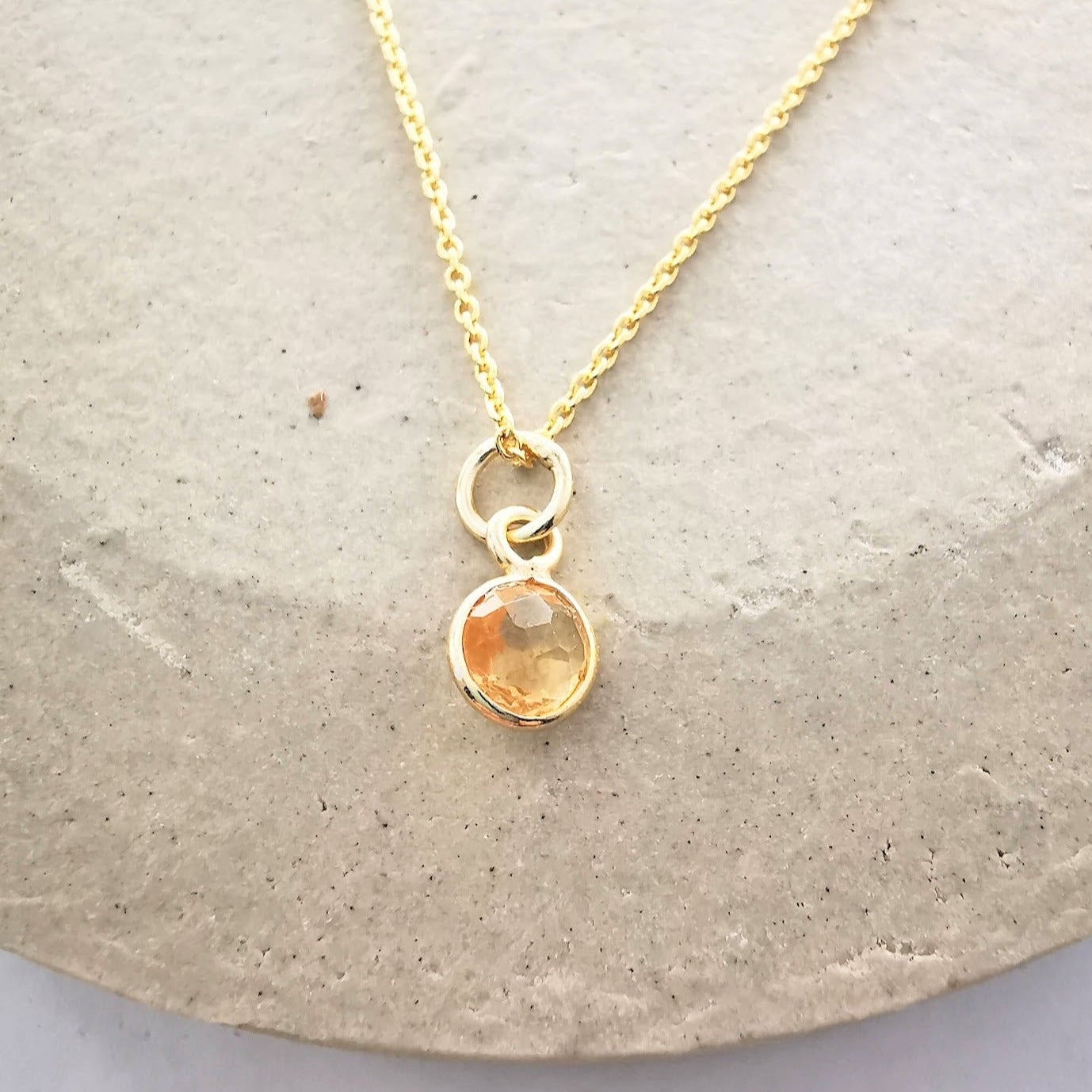 Gold Citrine Gemstone Pendant Necklace - SKU 1800 - Sophellie Jewellery