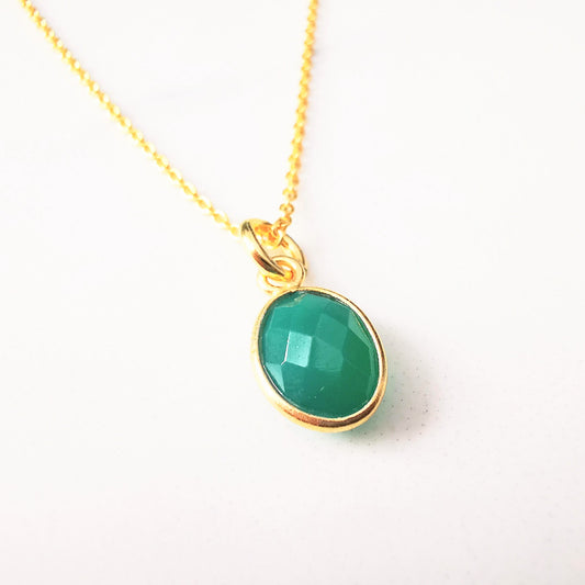 Gold Green Onyx Necklace - SKU 1639 - Sophellie Jewellery