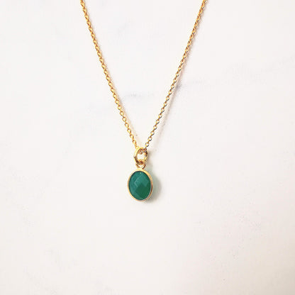 Gold Green Onyx Necklace - SKU 1639 - Sophellie Jewellery