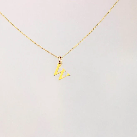 Gold Initial W Pendant Necklace - SKU 1617 - Sophellie Jewellery