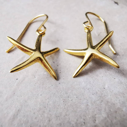 Gold Starfish Dangle Earrings - SKU 1278 - Sophellie Jewellery