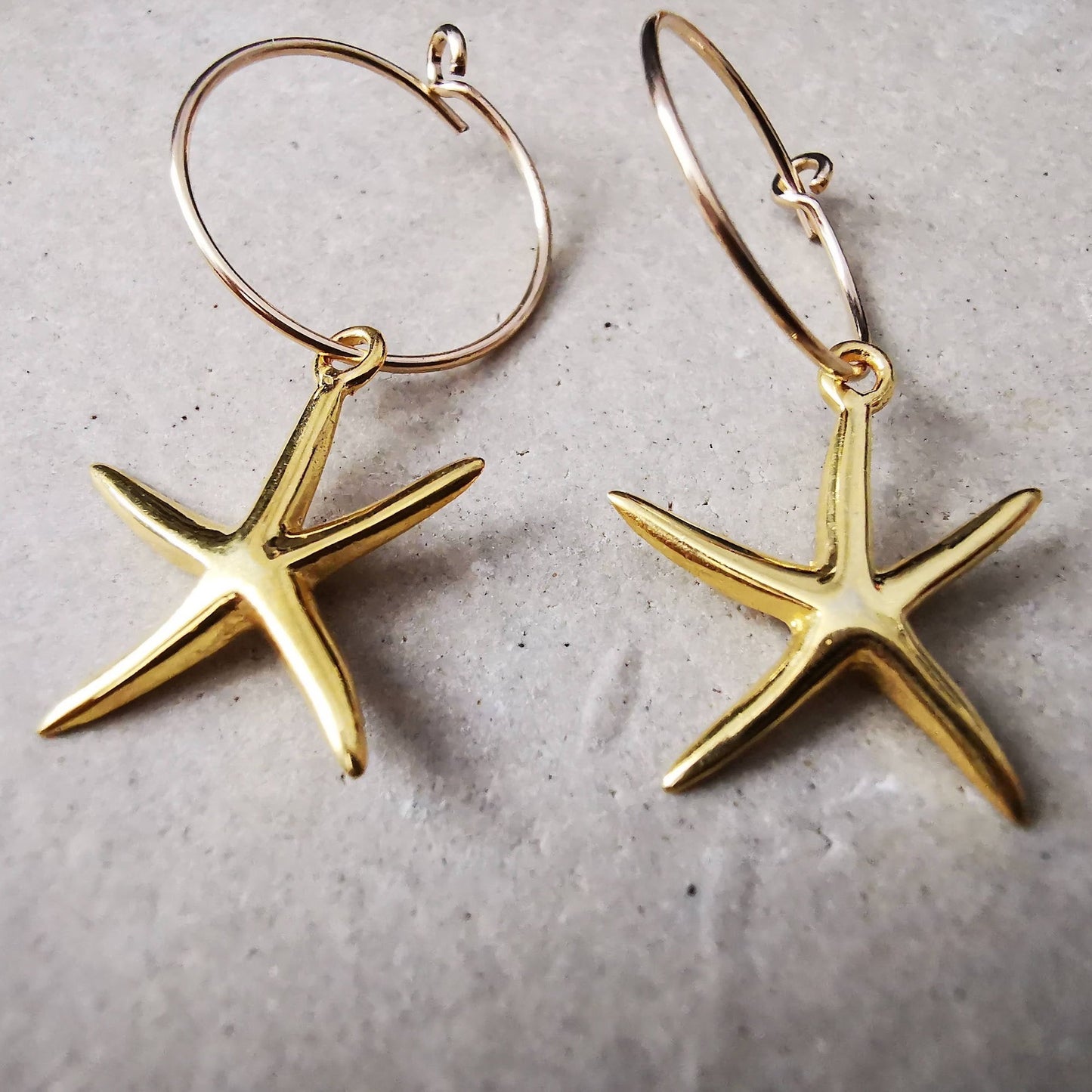 Gold Starfish Hoop Earrings - SKU 1280 - Sophellie Jewellery