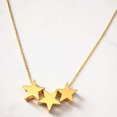 Gold Three Star Necklace - SKU 1623 - Sophellie Jewellery