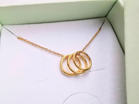 Gold Three Story Ring Milestone Necklace - SKU 618 - Sophellie Jewellery