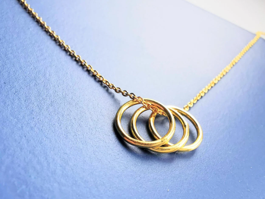 Gold Three Story Ring Milestone Necklace - SKU 618 - Sophellie Jewellery