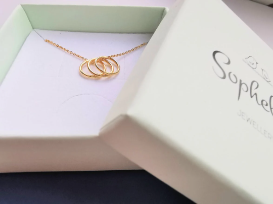 Gold Three Story Ring Milestone Necklace - SKU 618 - Sophellie Jewellery