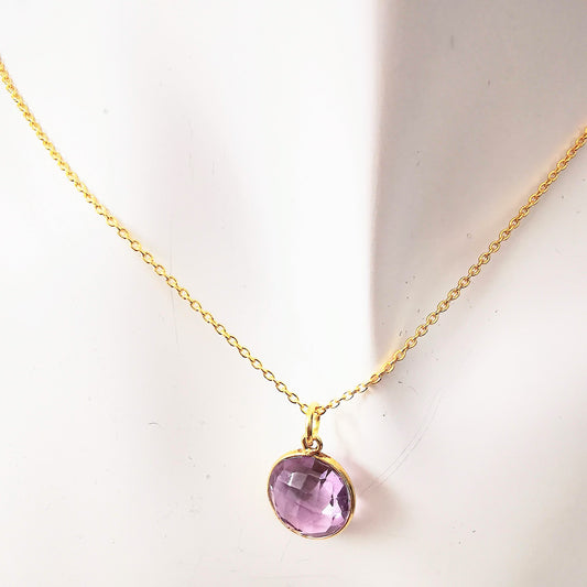 Gold Vermeil Purple Amethyst Pendant Necklace - SKU 1728 - Sophellie Jewellery